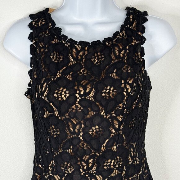 City Studio Nude Dress Black Lace Overlay Sleeveless Formal Dress Juniors Size 5 - Picture 2 of 11